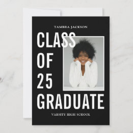 Faire-part Classe De 25 Noirs & Blancs Photo & Bio Graduation