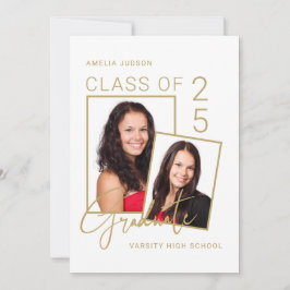 Faire-part Classe De 25 Photo Gold Script Graduation