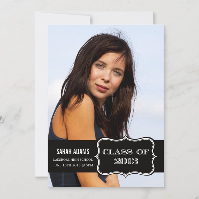 Faire-part Classe de Étiquette noir tendance de 2013 Graduati (Devant)