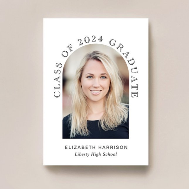 Faire-part Classe de photo élégante Arc de 2024 Graduation (An elegant arch photo graduation announcement to celebrate the graduate's achievements)