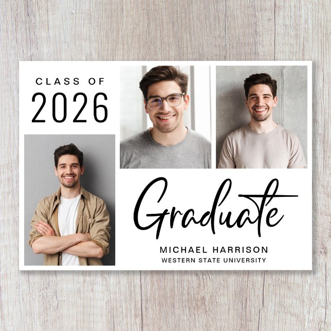 Faire-part Classe de script de la Photo Bold moderne de 2025  (Cherish the milestone: share your graduate's achievement with a custom photo graduation announcement)