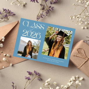 Faire-part Classe élégante de typographie 2026 Diplômé Denim 