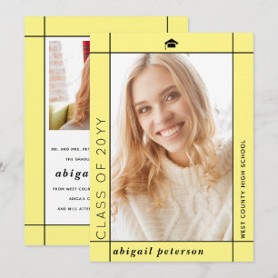 Faire-part Classe jaune moderne de 2025 graduation photo