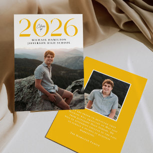 Faire-part Classe moderne de 2025 Jaune 2 Photo Remise des di
