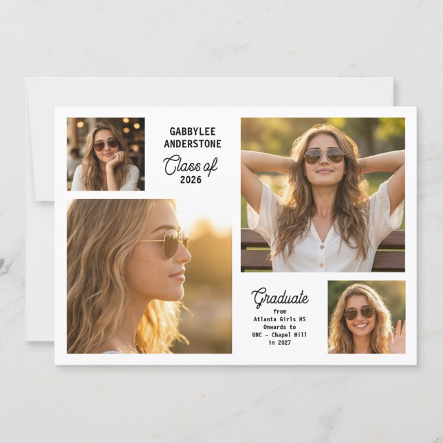 Faire-part Classe moderne de 2026 Photo de remise des diplôme (Devant)