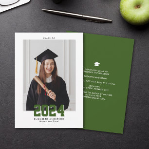 Faire-part Classe verte de forêt moderne de 2024 Graduation P