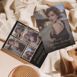 Faire-part Classic Black Gold Photo Graduation