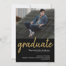 Classic Chic Black Gold Graduate Script Graduate