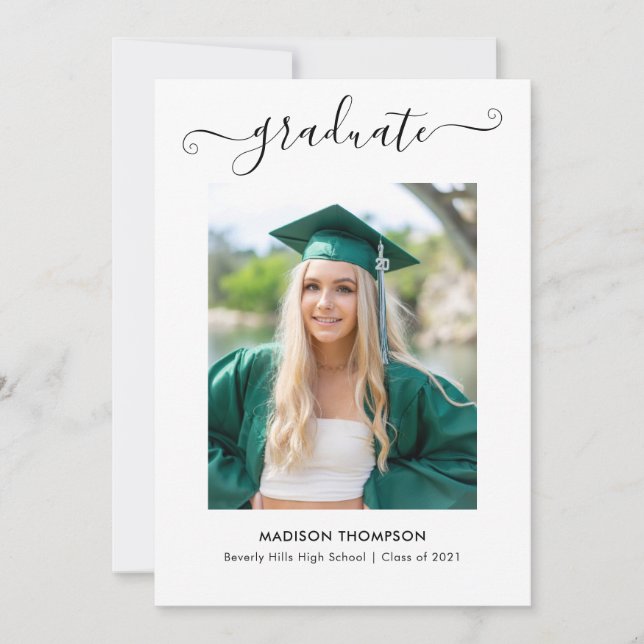 Faire-part Classic Elegant Calligraphy Graduation Photo (Devant)