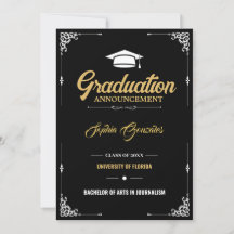 Classic Élégant Script Black Graduation