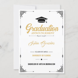 Faire-part Classic Élégant Script White Graduation