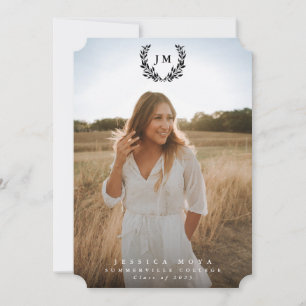Faire-part Classic Monogramme/Laurel Wreath 2 Photo Graduatio
