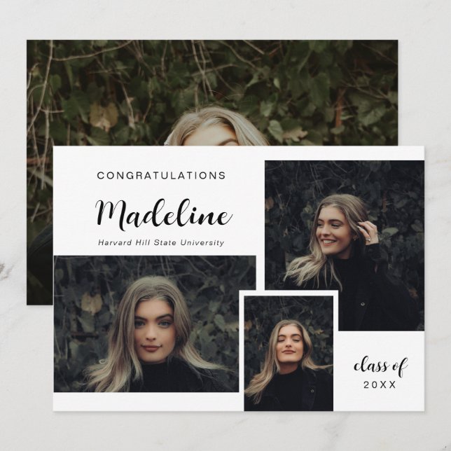 Faire-part Classic Photo Collage Moderne Graduation (Devant / Derrière)