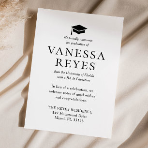 Faire-part classique de graduation en noir et blan