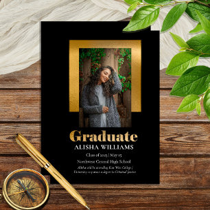 Faire-part Classy Elegant Gold Texte Gradué 1 Photo Noir