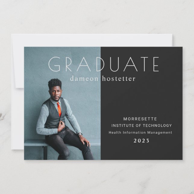 Faire-part Classy Flat Photo Graduation Masculine Annonce (Devant)