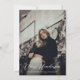 Faire-part Classy Script Dusty Pink Photo Collage Graduation