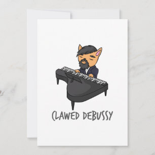 Faire-part Clawsy Piano Player Chat Pun Fun Cadeau