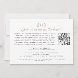 Faire-part Code QR de diffusion en direct de mariage blanc br