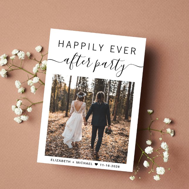 Faire-part Code QR de la soirée photo de mariage "Jusqu'à la  (An chic Happily Ever After Party Invitation to set the tone for an unforgettable event)