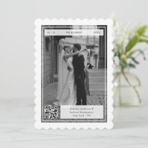 Faire-part Code QR tampon de mariage discret Moderne Rétro
