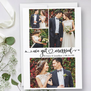 Faire-part Coeur de calligraphie Nous nous sommes mariés 4 Ma