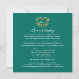 Faire-part Coeur monogramme en direct mariage amour adaptatio