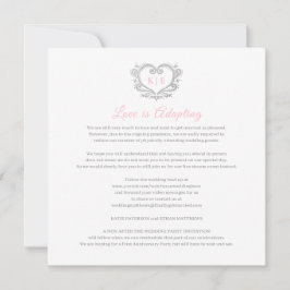 Faire-part Coeur monogramme en direct mariage amour adaptatio