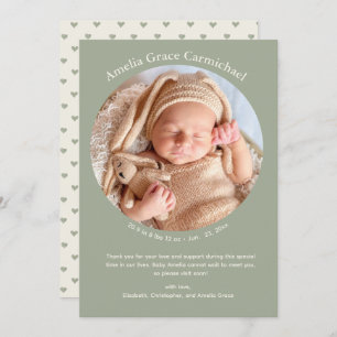 Faire-part Coeurs neutres mignonette minimaliste simple doux 