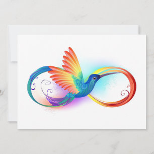 Faire-part Colibri arc-en-ciel avec symbole de l'infini
