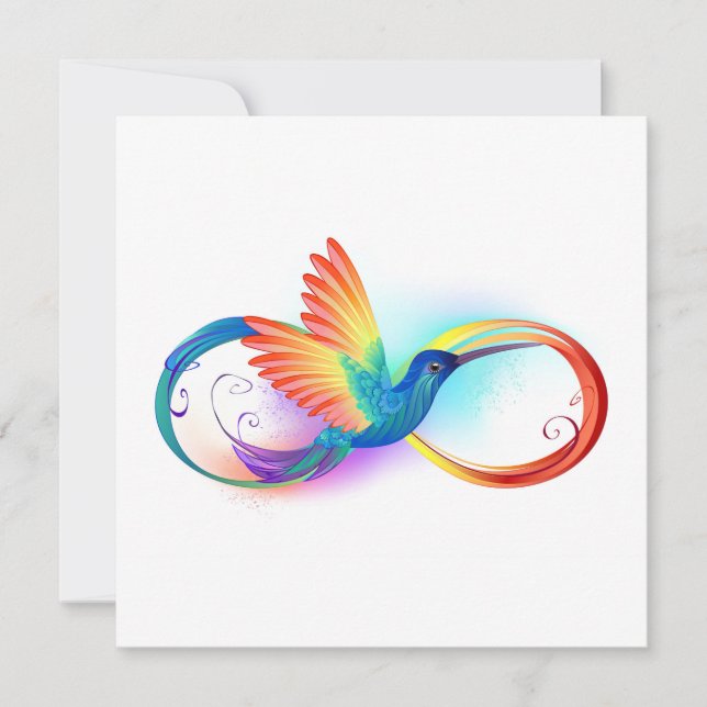 Faire-part Colibri arc-en-ciel avec symbole Infinity (Devant)