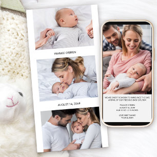 Faire-part Collage Bande Photo 4 Photos Naissance