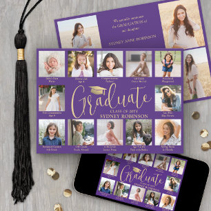 Faire-part Collage de photos et légendes de remise de diplôme