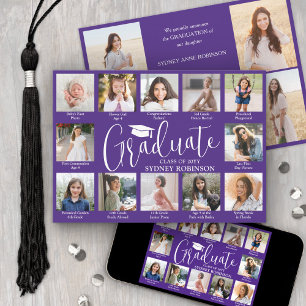 Faire-part Collage de photos et légendes de remise de diplôme
