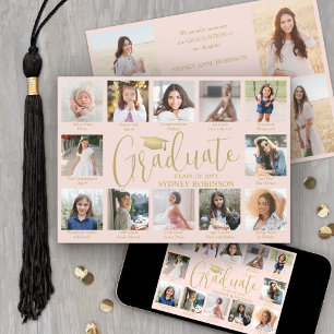Faire-part Collage de photos et légendes Rose poudré pour la