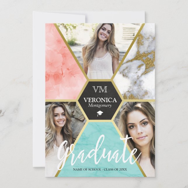 Faire-part Collage de photos géométriques rose pâle (Devant)