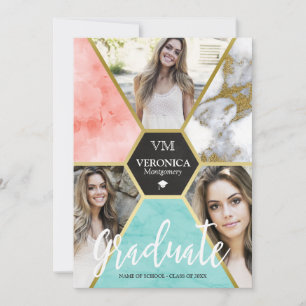 Faire-part Collage de photos géométriques rose pâle