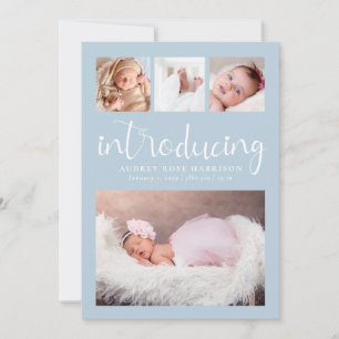Faire-part Collage de photos moderne pour annoncer une naissa