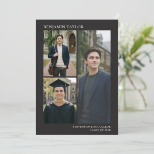 Faire-part Collage de photos multiples noir Classe de finissa