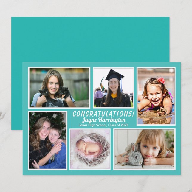 Faire-part Collage photo de la licence de la fille (Devant / Derrière)