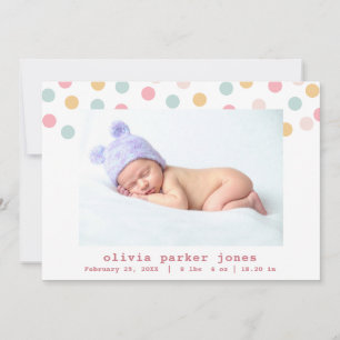 Faire-part Collage photo de naissance fille Pastel Confetti D