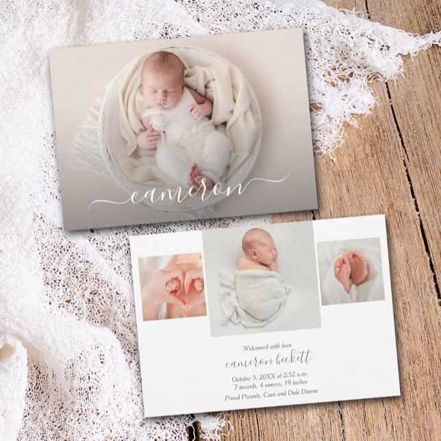 Faire-part Collage photo de nouveau-né Annonces de naissance (Newborn photo collage birth announcements PRINTED & INSTANT DOWNLOAD)
