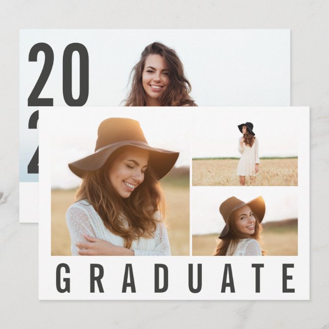 Faire-part collage photo moderne audacieux graphiste diplômé (Devant / Derrière)