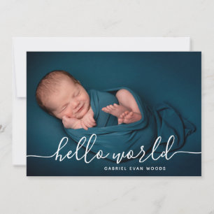 Faire-part Collage photo moderne de naissance Hello World