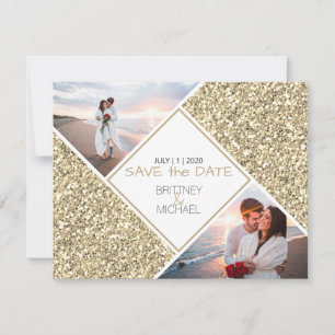 Faire-part Collage photo Parties scintillant or