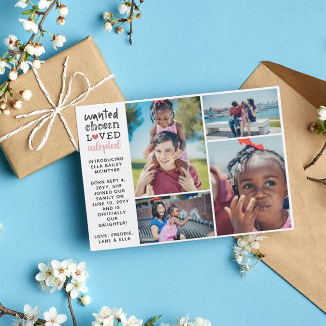 Faire-part Collage photo rose Recherché choisi (Créateur téléchargé)