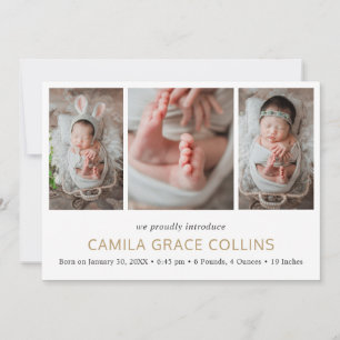 Faire-part Collage photo simple Élégant Naissance moderne
