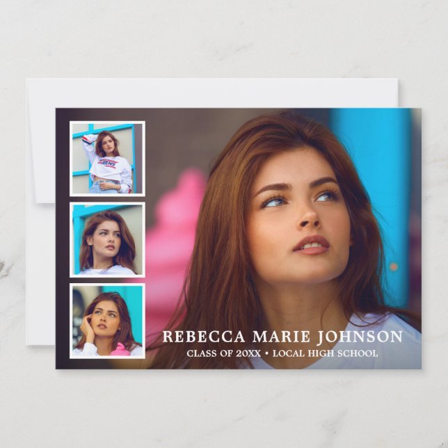 Faire-part Collage photo simple Graduation moderne (Devant)