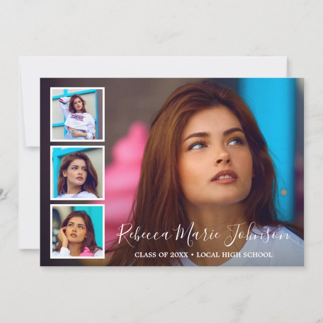 Faire-part Collage photo simple Graduation moderne (Devant)