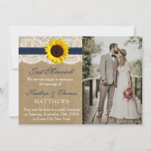 Faire-part Collection Rustique de Mariages de tournesol Kraft